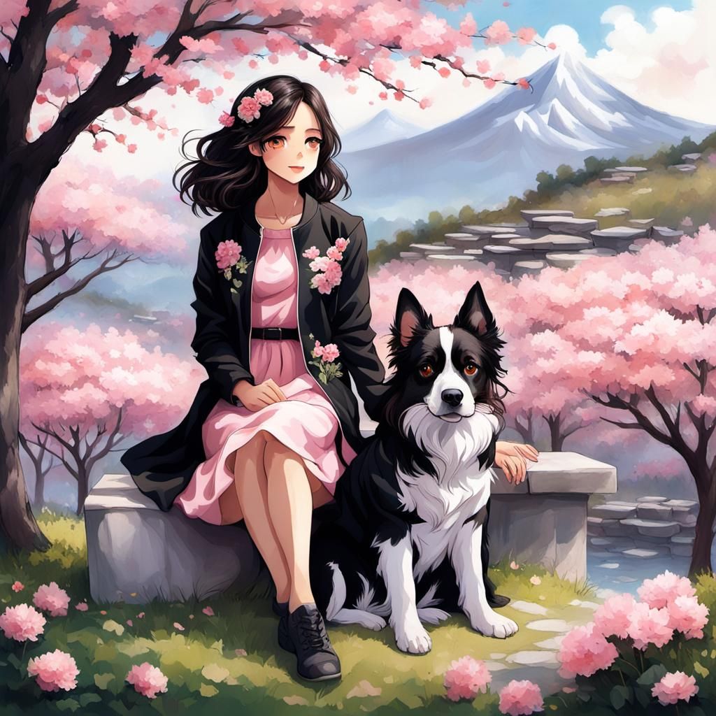 Cute girl with her dog