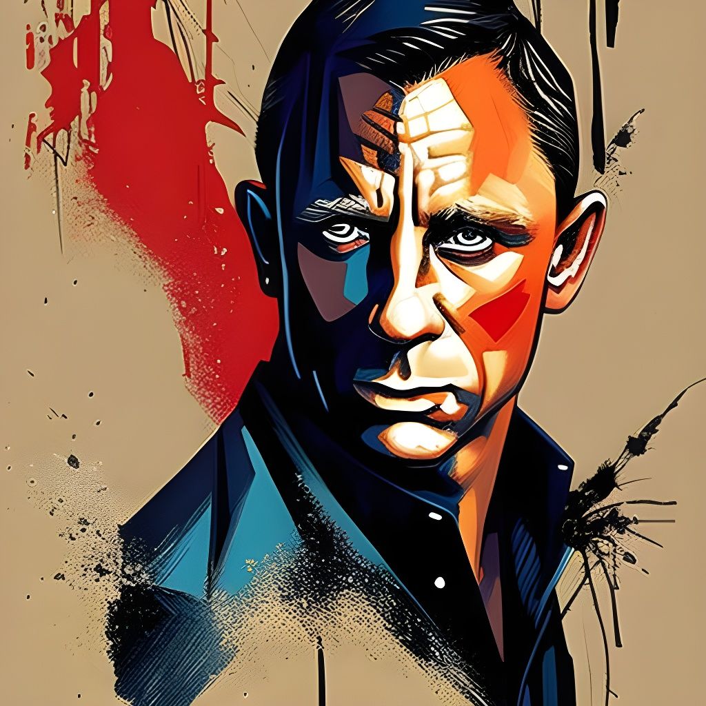 James Bond Portrait in Neo-Expressionist Style