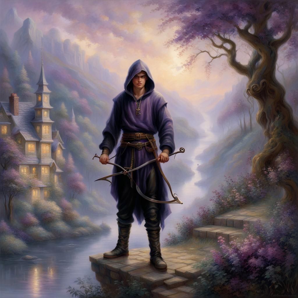 Fantasy Warrior with Crossbow in Ethereal Style