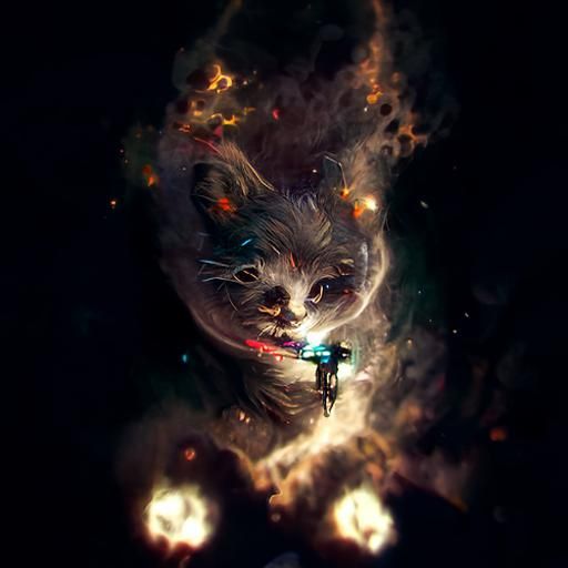 Cosmic Cat Nebula in Digital Painting Style