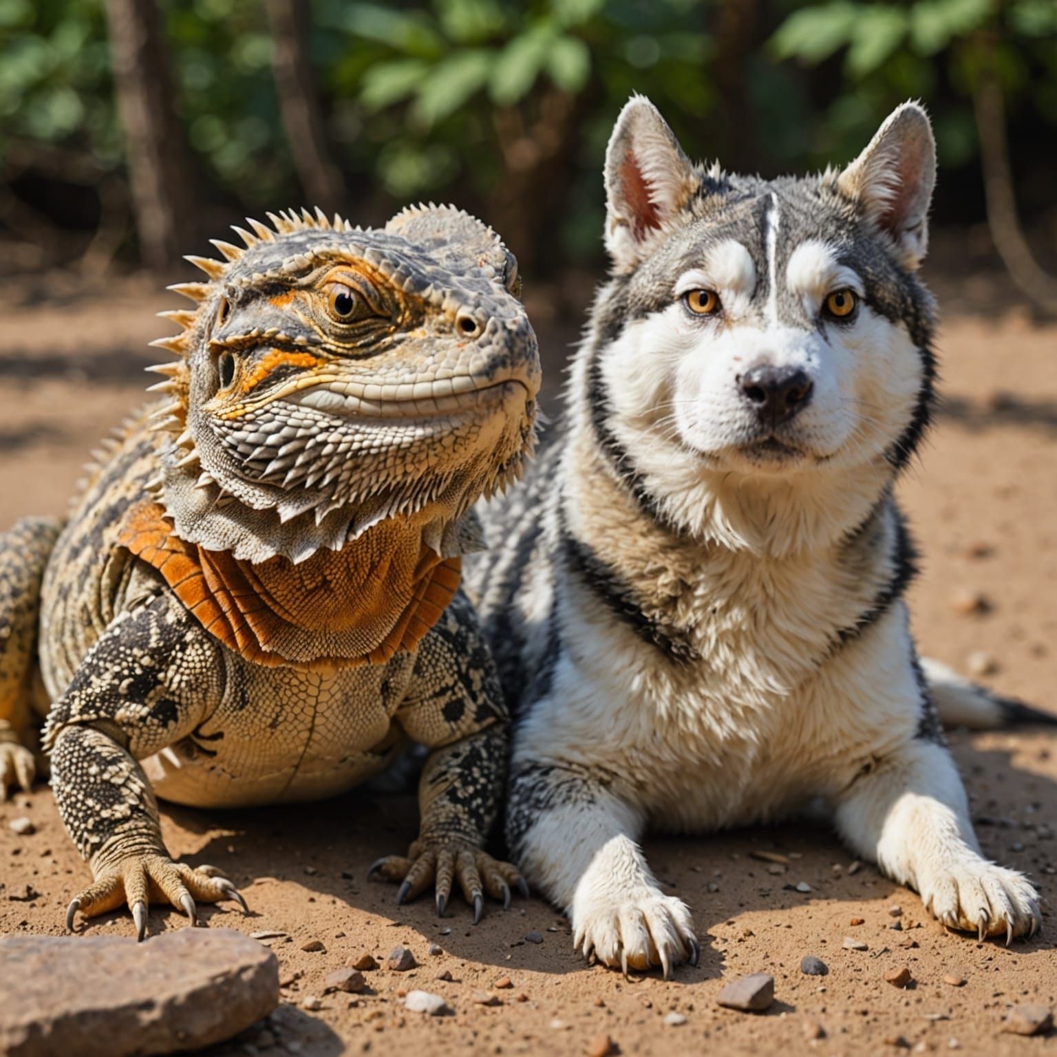 Bearded Dragon and Siberian Husky Bond in Unlikely Friendshi...