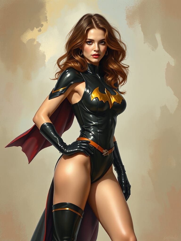 Confident Superheroine in Art Nouveau Style