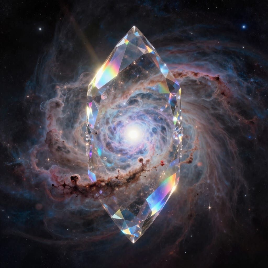 Radiant Crystal Nebula in Cosmic Void