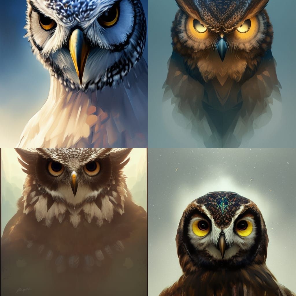 Hyperdetailed Giant Owl Portrait in Digital Art