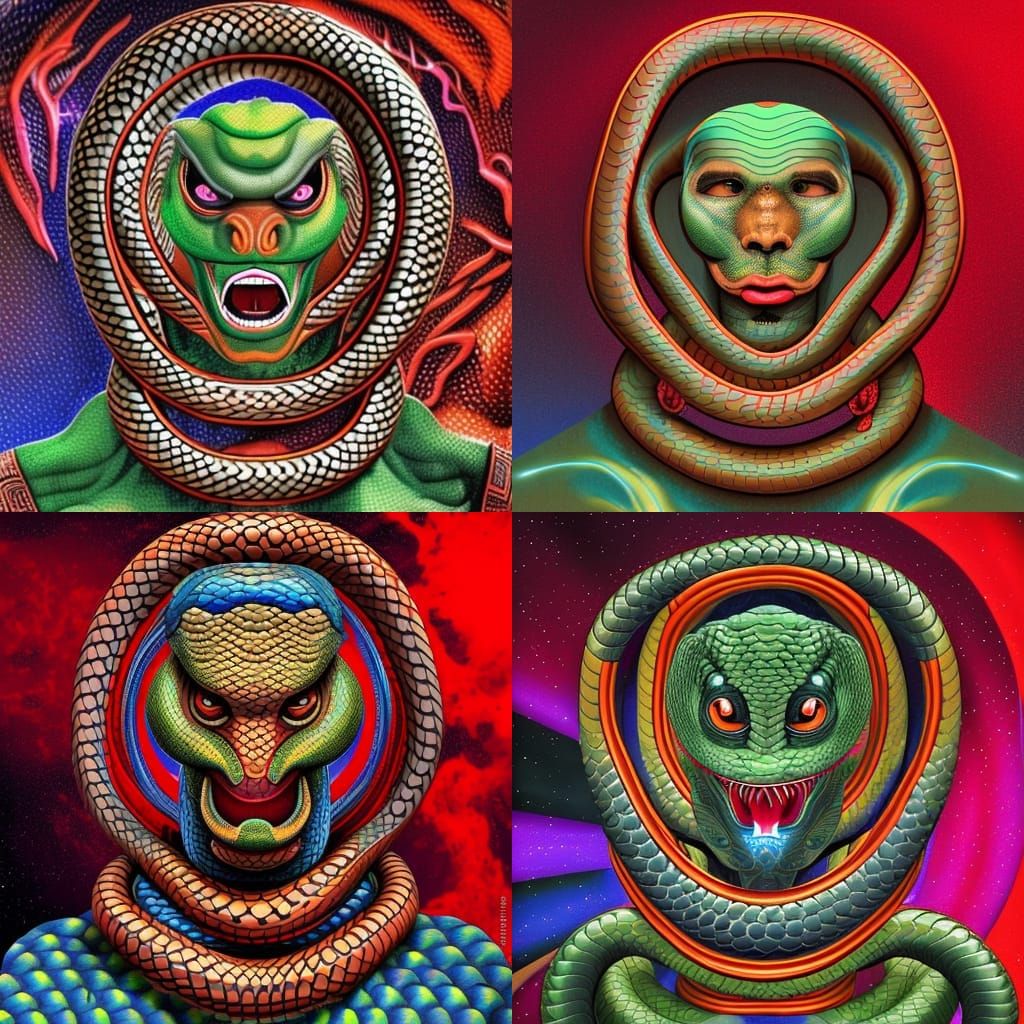 Cobra-Man Hybrid in Holographic Astral Illustration