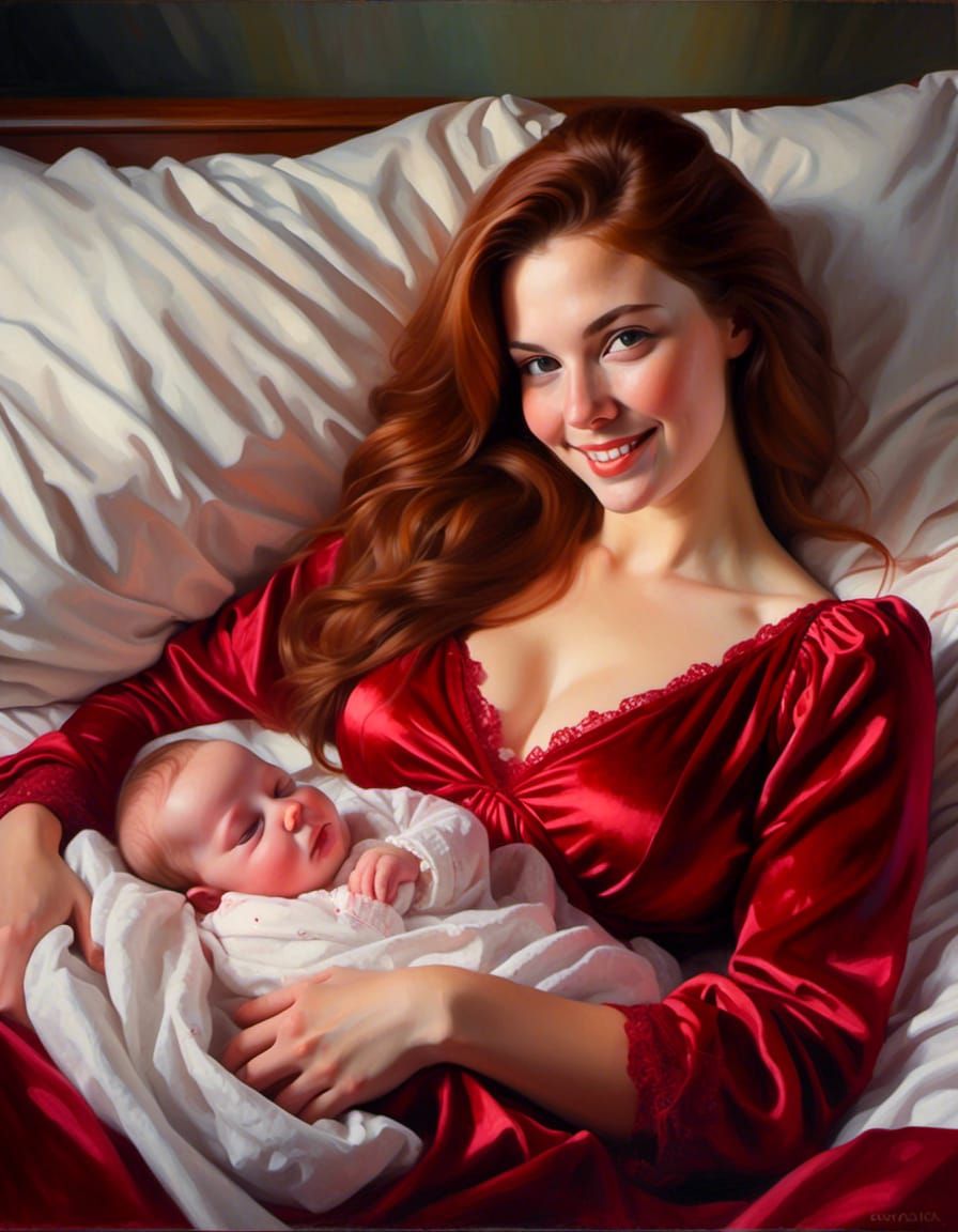Mother and Child Portrait with Auburn Hair