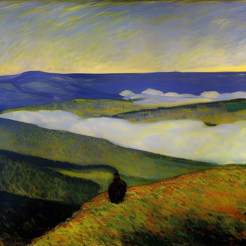 Impressionist Hiker Above a Sea of Fog