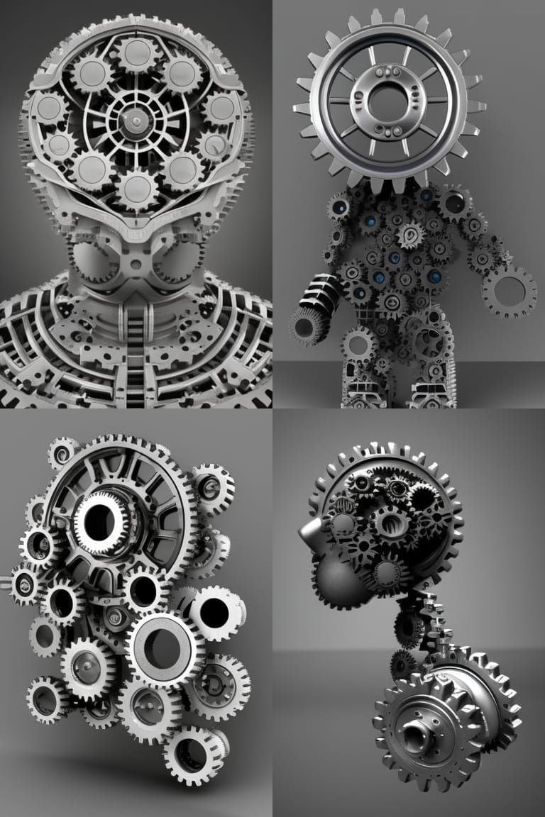 Mechanical Gears Form Robot Face in Sharp Focus