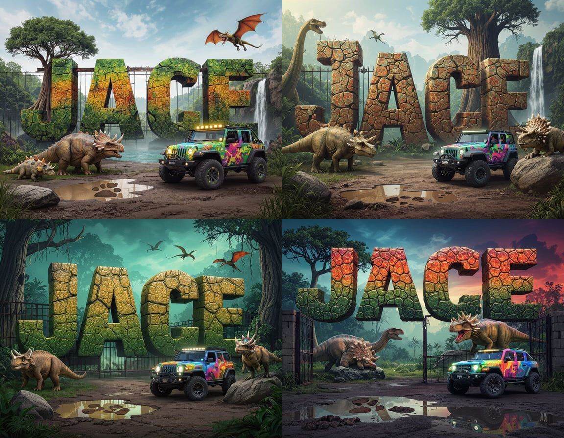 Vivid Reptile Skin "JACE" on Steel Gate with Dinosaurs