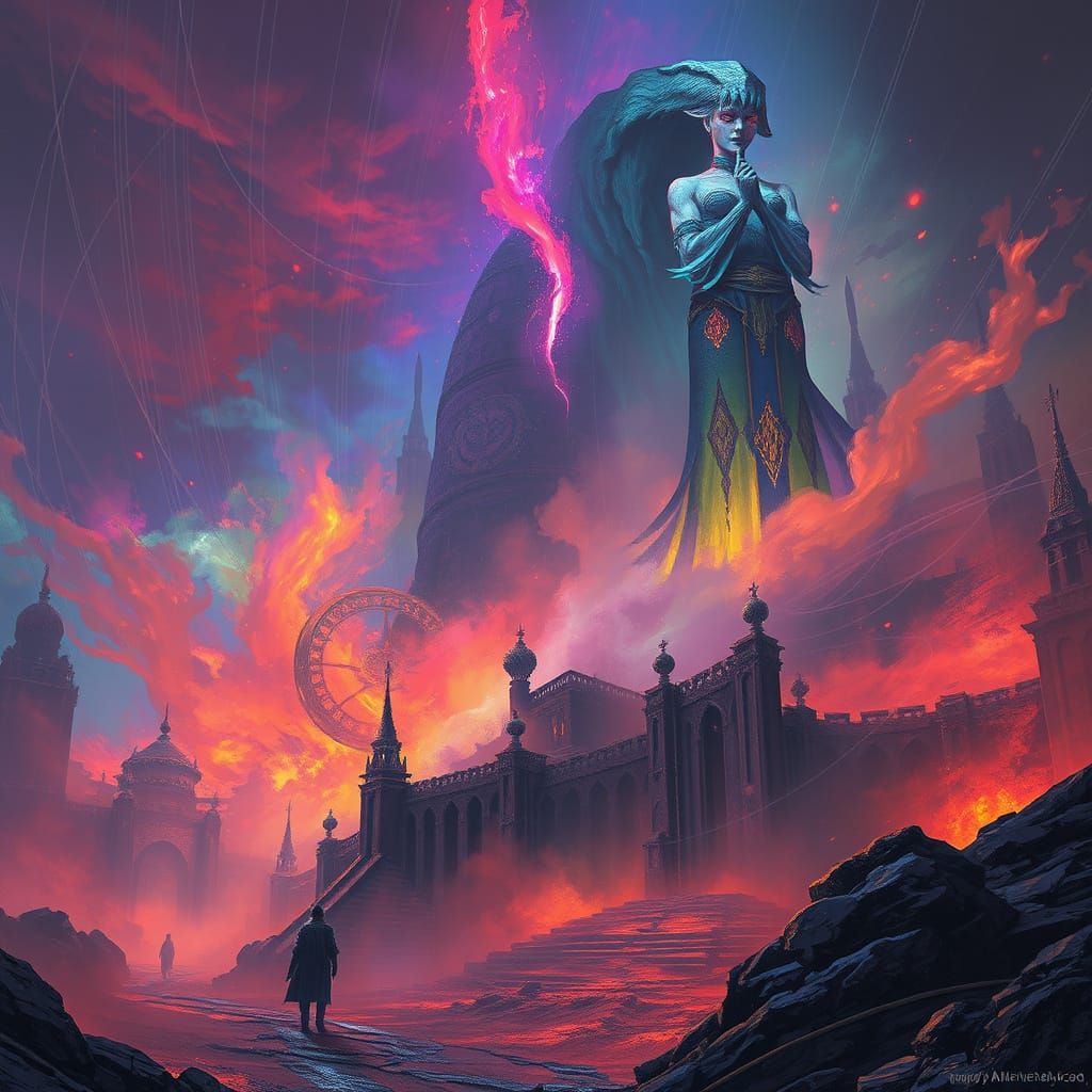 Spectacular Dust Trails in Dark Fantasy Style