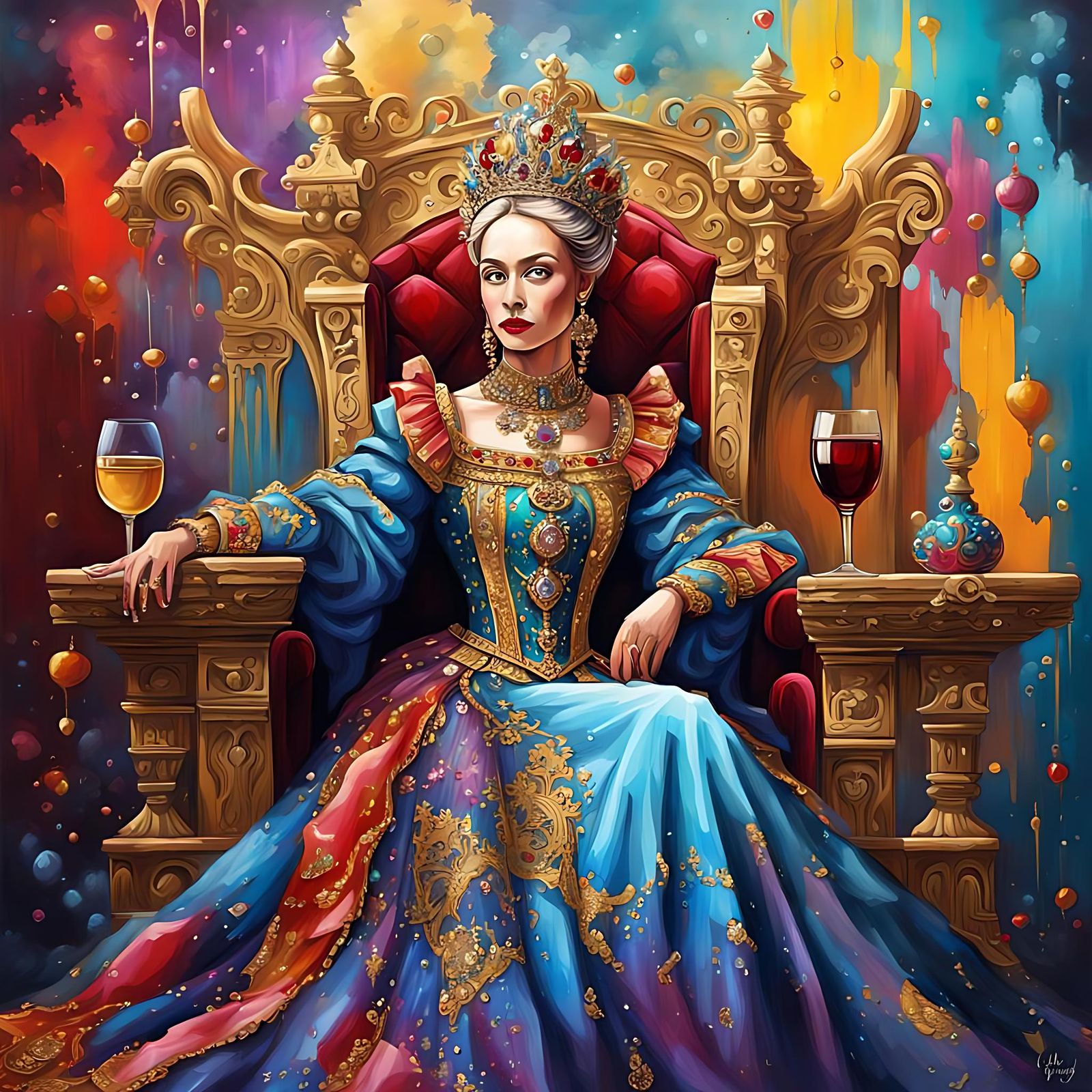 Empress in Renaissance Dress, Graffiti Art Style