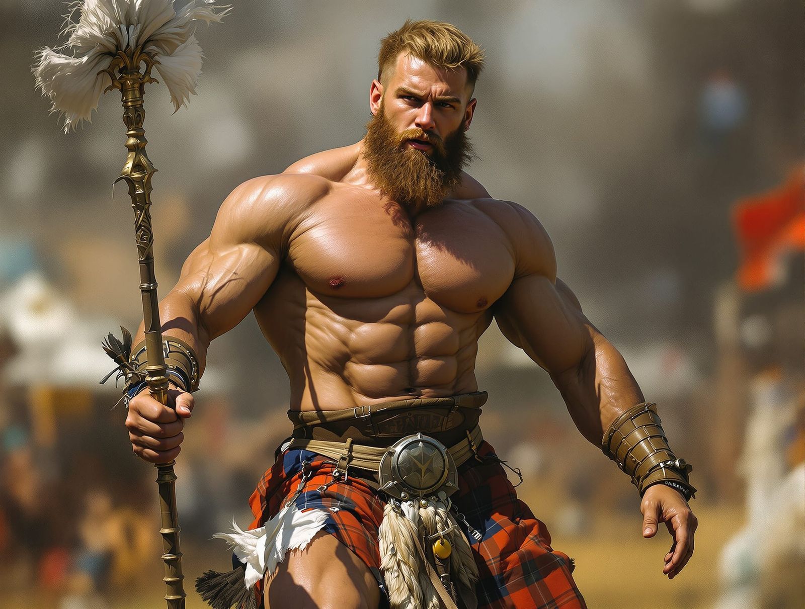 Highland Games Pride: Muscular Highlander in Celebration