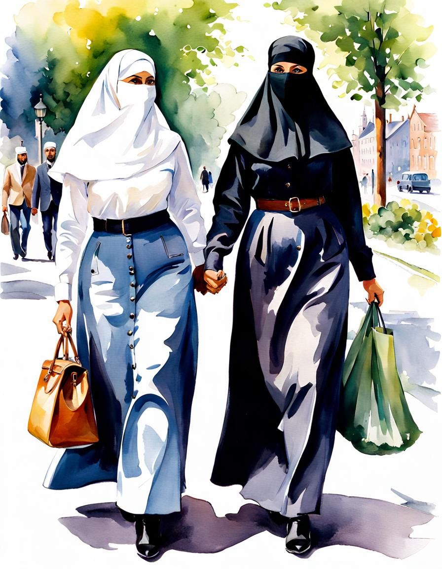 Beautiful Niqabi Teachers Walking in Copenhagen