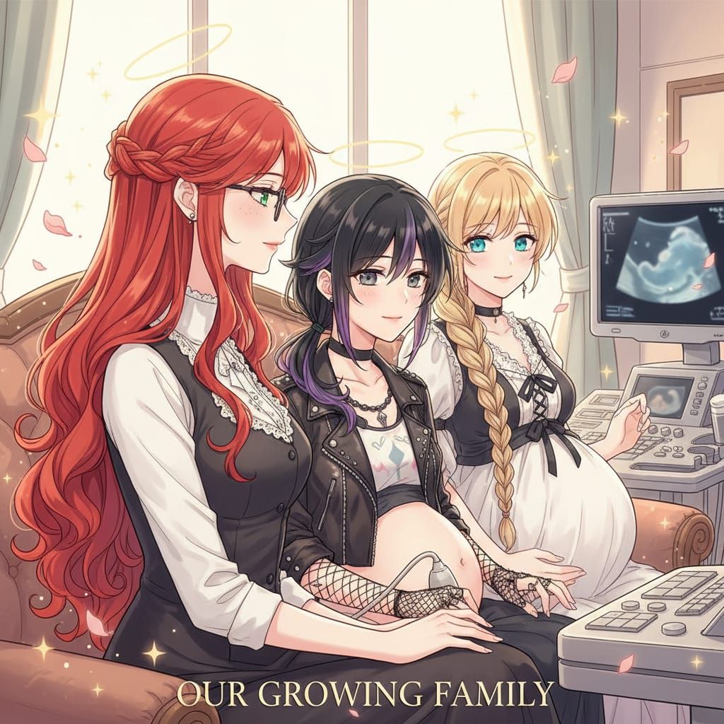 Shoujo Style: Woman Watches Pregnant Wives in Tender Moment