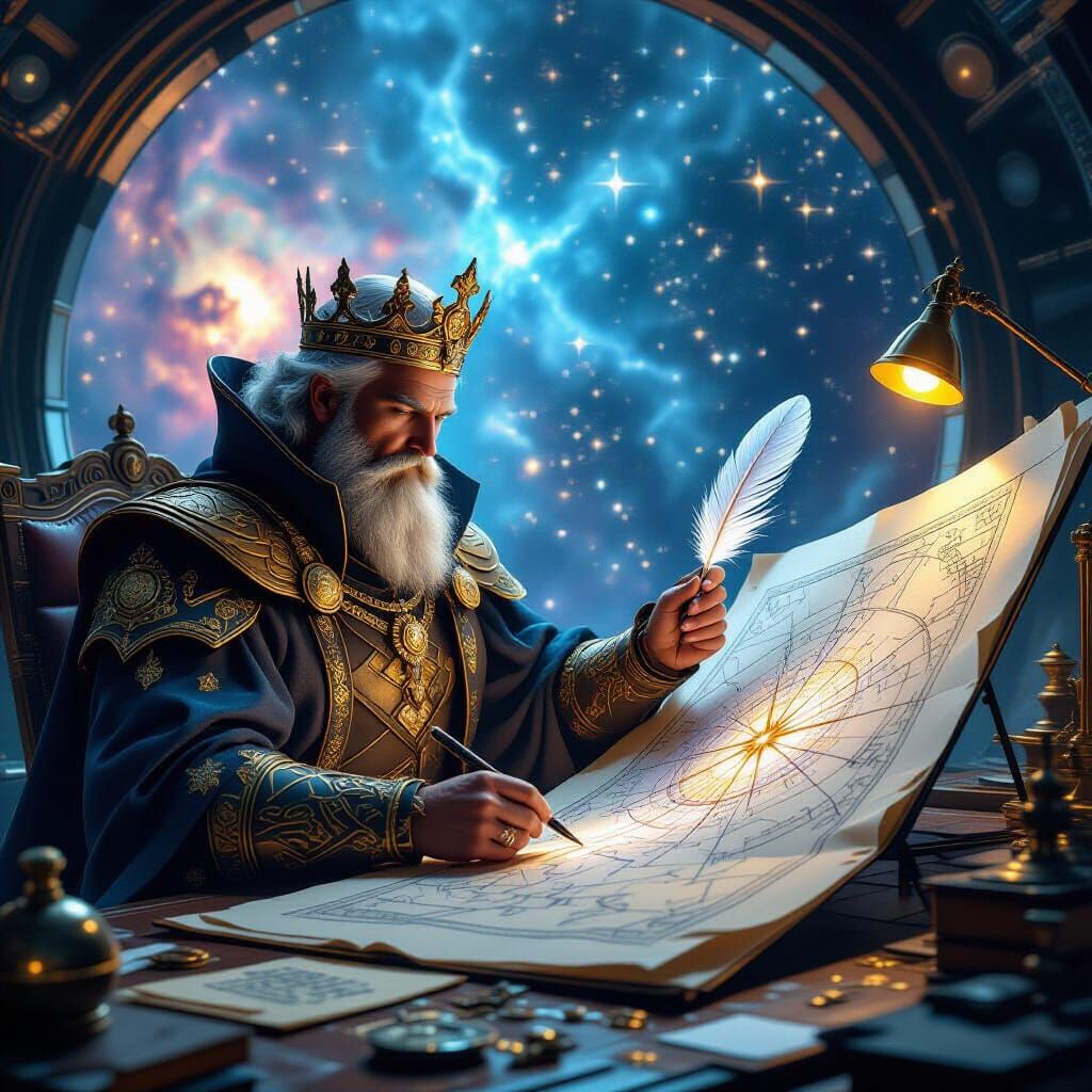 Celestial Cartographer King of Diamonds Drawing Constellatio...