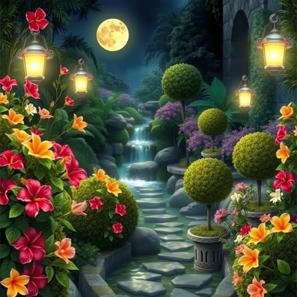 A moonlit secret garden