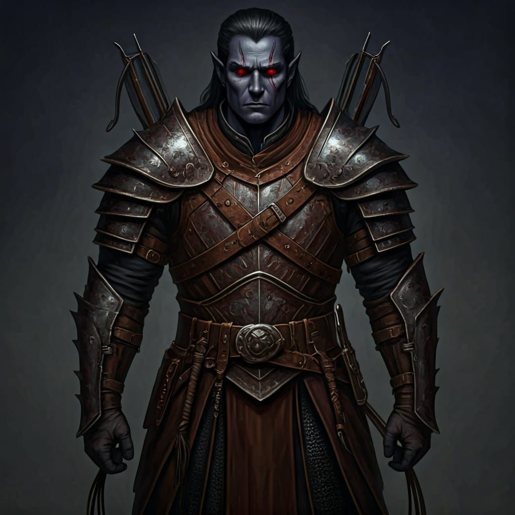 Imposing Drow Warrior with Hand Crossbows and Whips