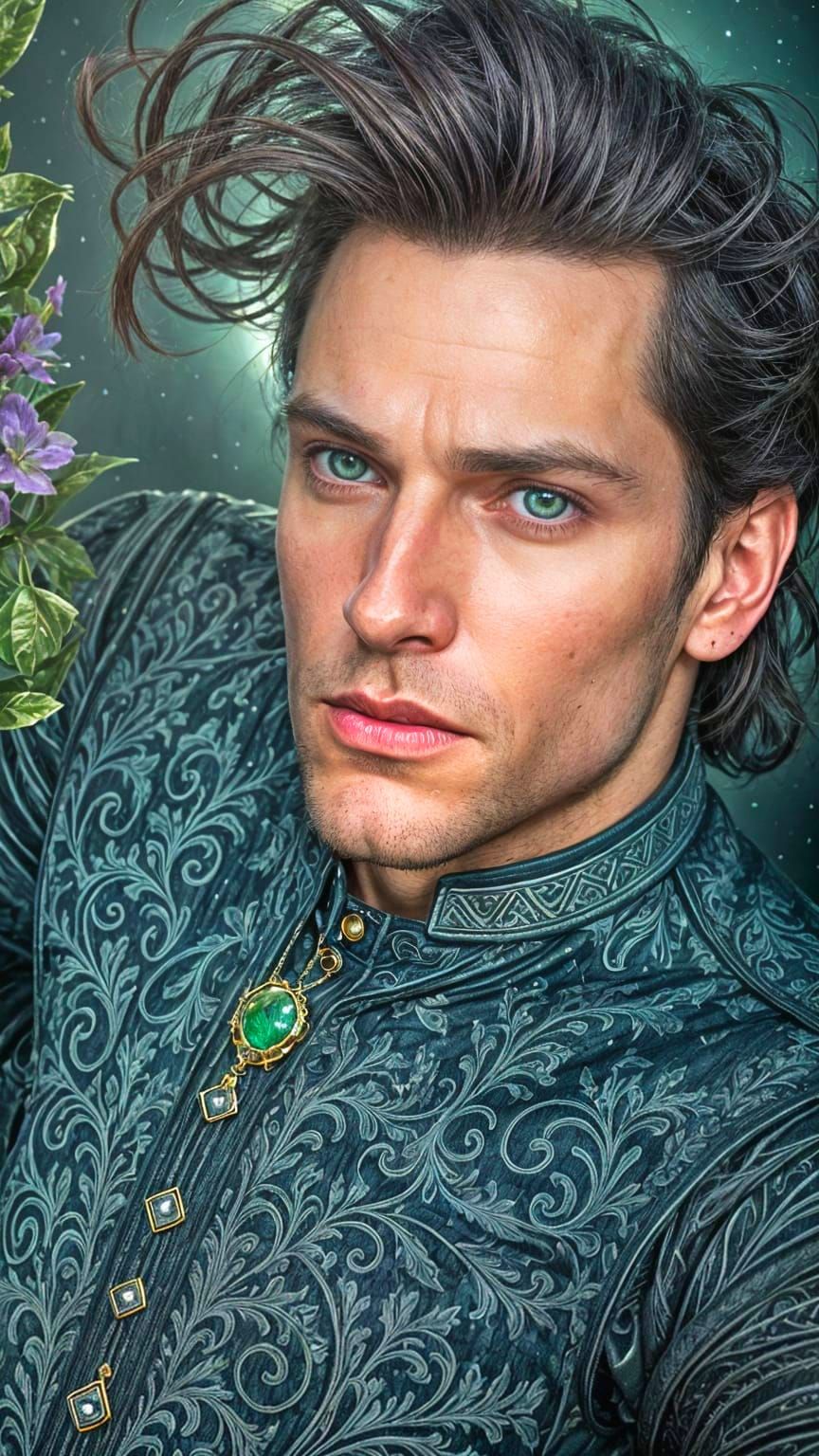 Dark Fantasy Gothic Masterpiece: Muscular Man Levitates Abov...