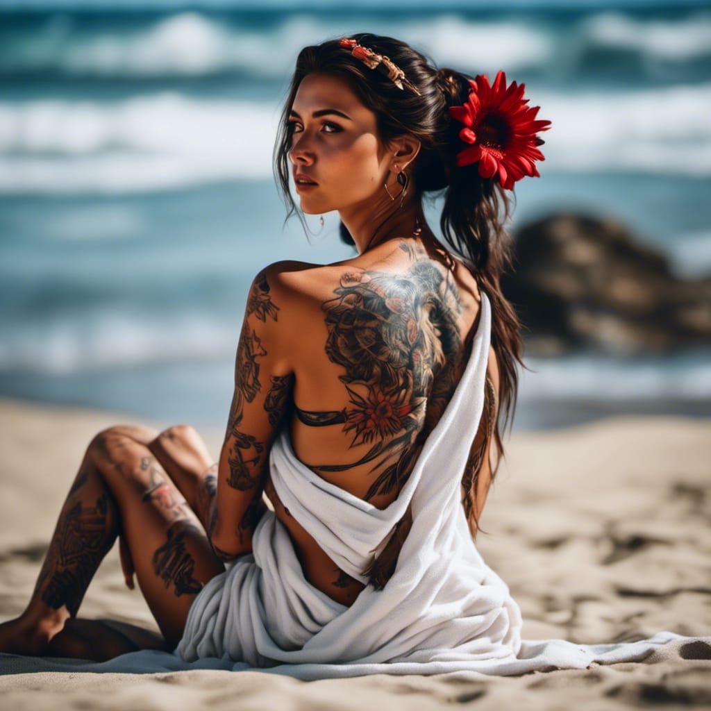 Samoan Woman Portrait with Tribal Tattoos