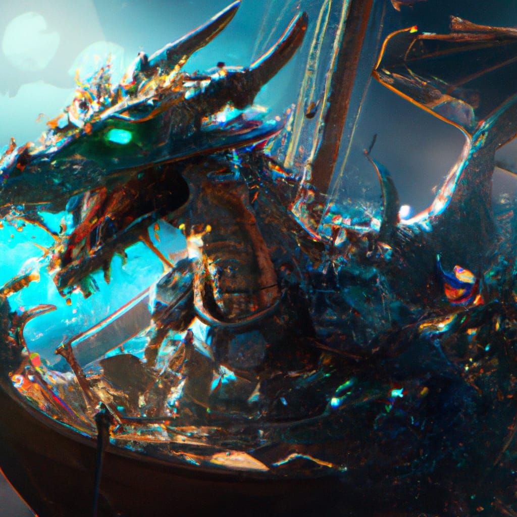 Pirate Dragon on Ship: Comic Book Art