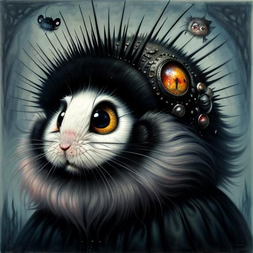 Surreal Body Horror Creature in Gothic Setting