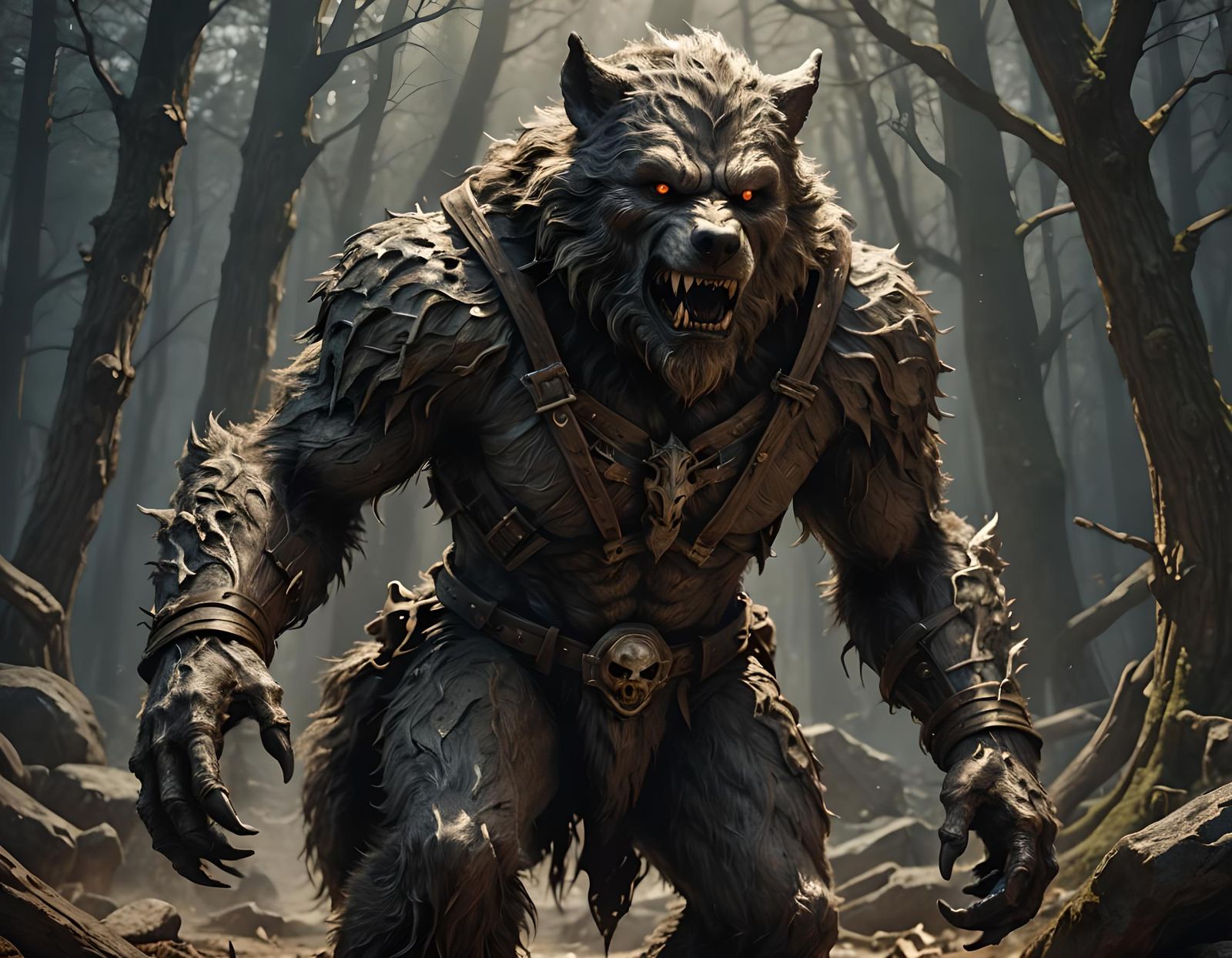 Wolfman Fantasy Artwork in 3D Render