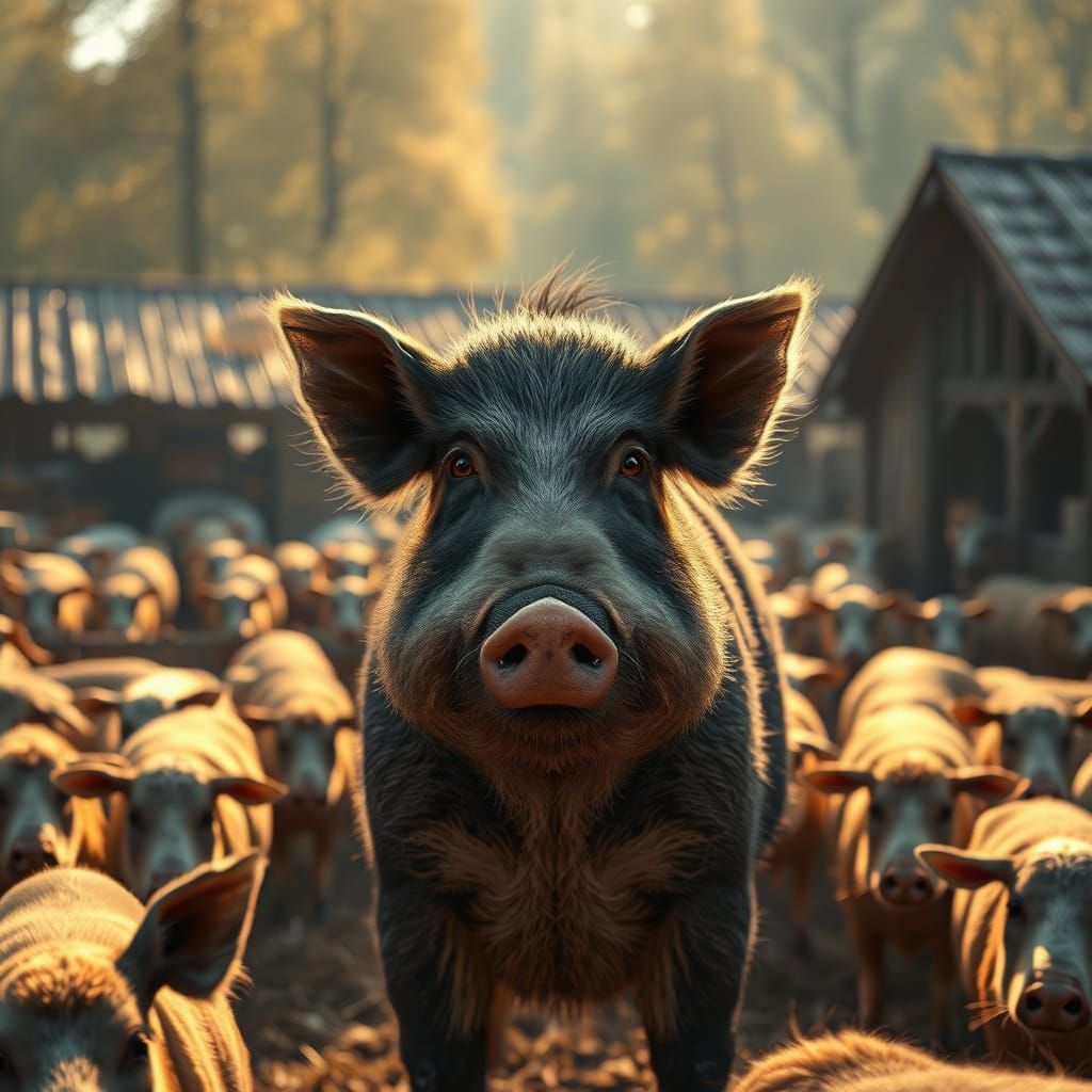 Rustic Farmyard in Golden Light, 3D Masterpiece