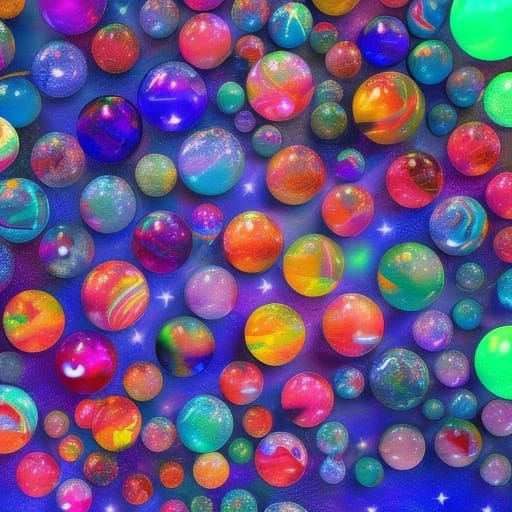 Astral Cosmic Marbles Illustration in Mixed Media