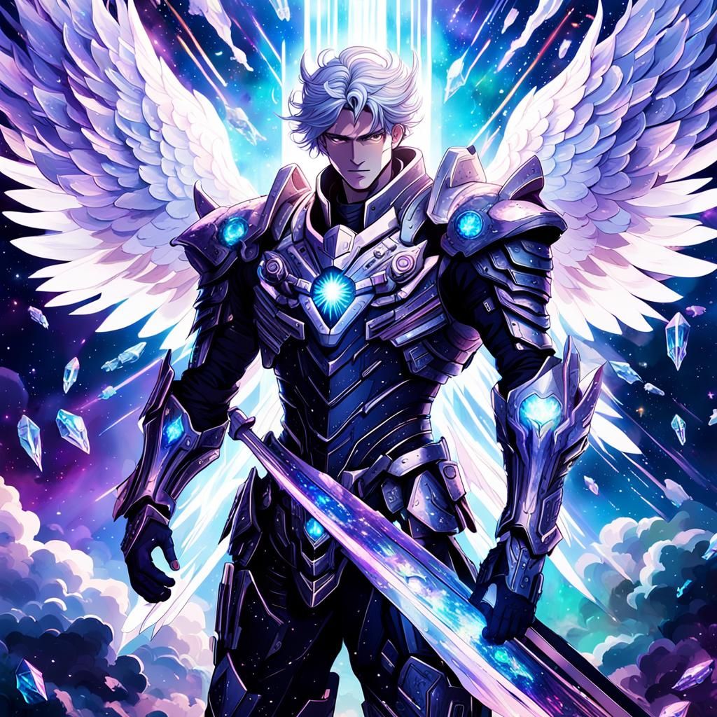 Futuristic Angel in Cosmic Anime Art Style