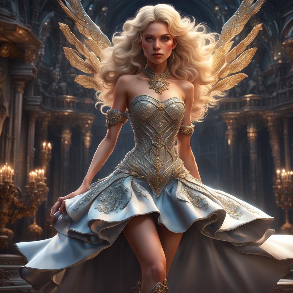 Blonde Woman in Diamond Dress: Fantasy Concept Art