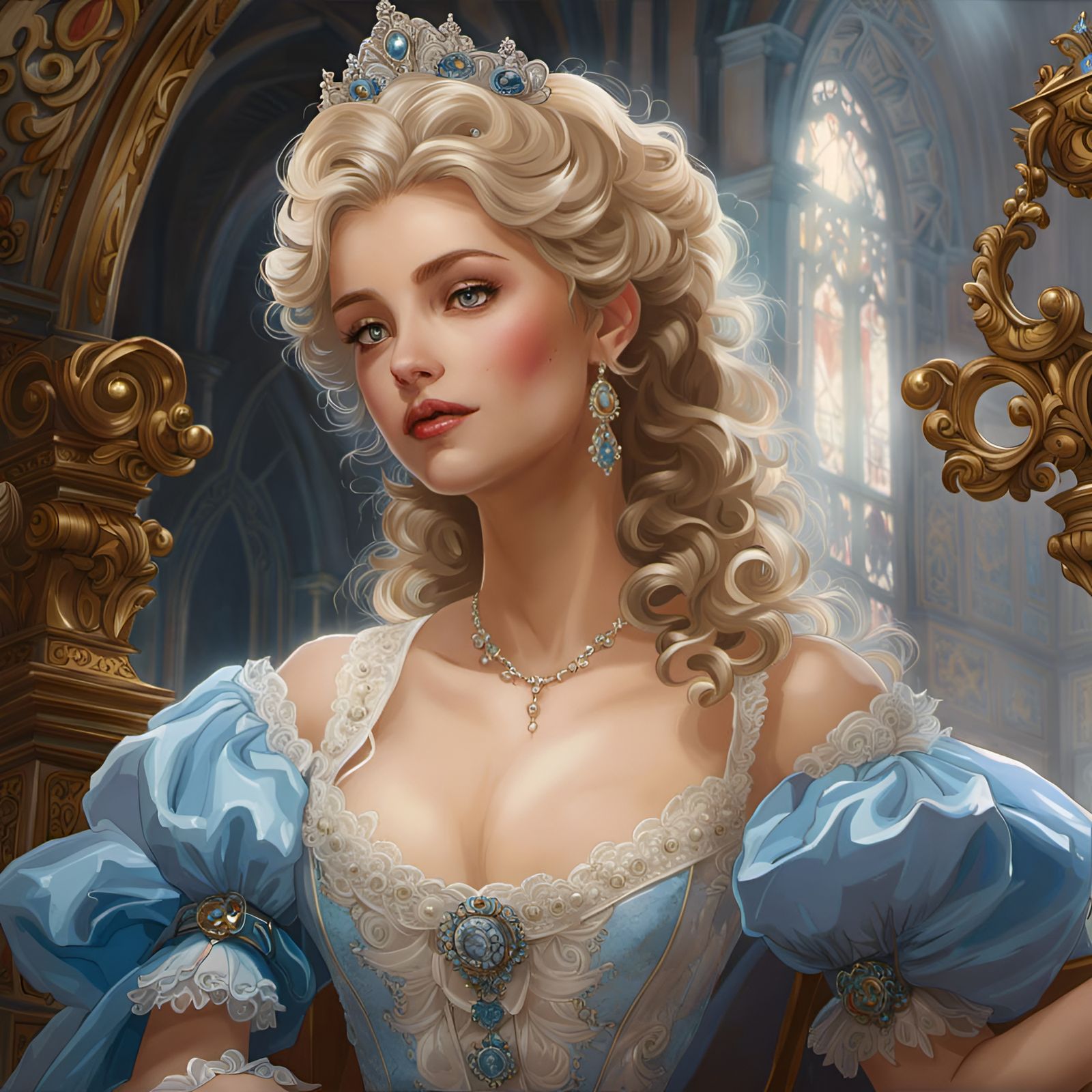 Gorgeous Cinderella Portrait in Rococo Style