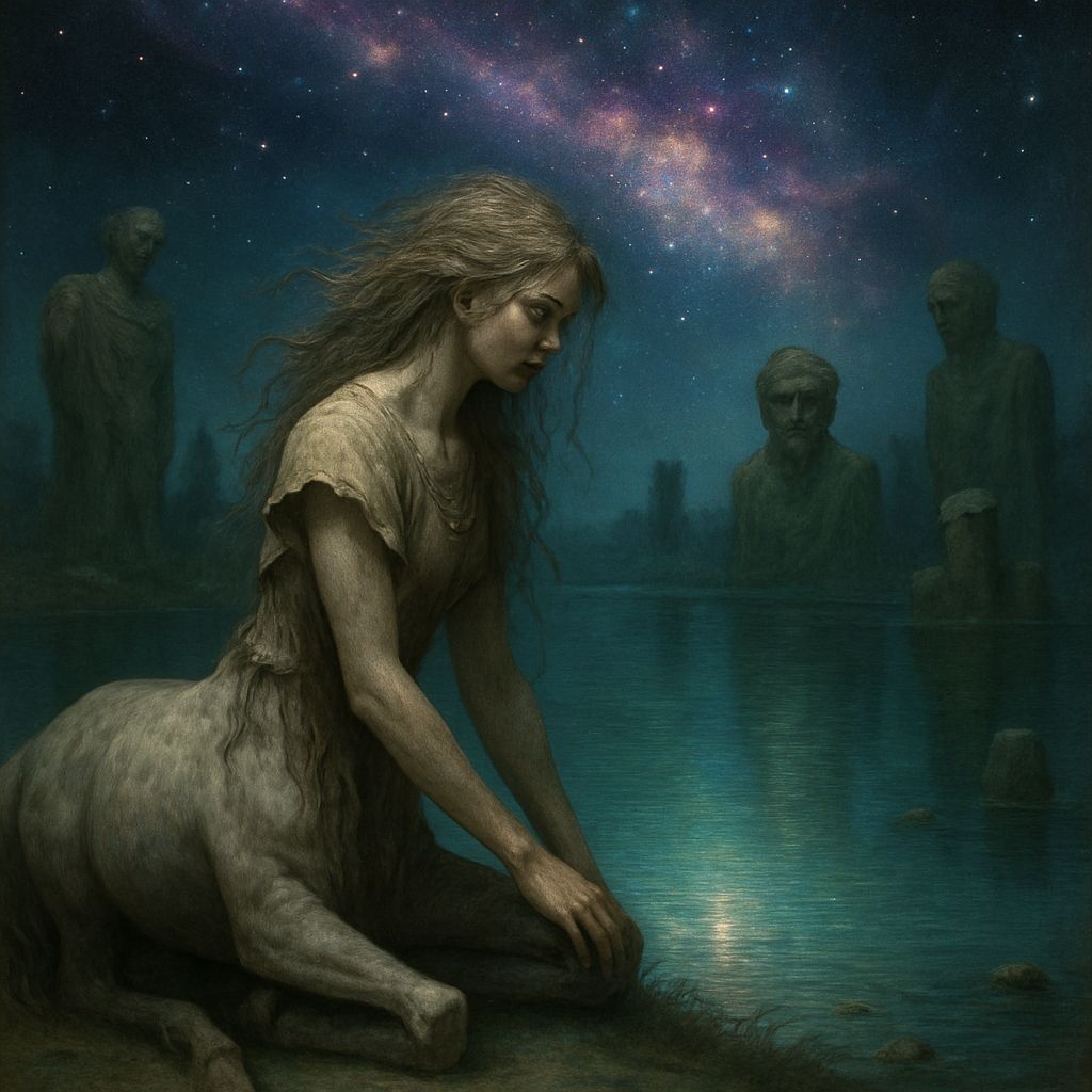 Nebula Lake Centaur in Realistic Fantasy Art