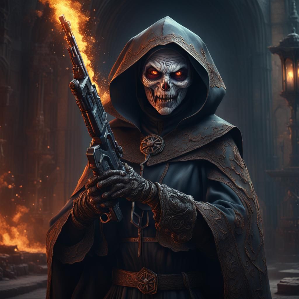 Demonic Nun with Shotgun: Fantasy Concept Art