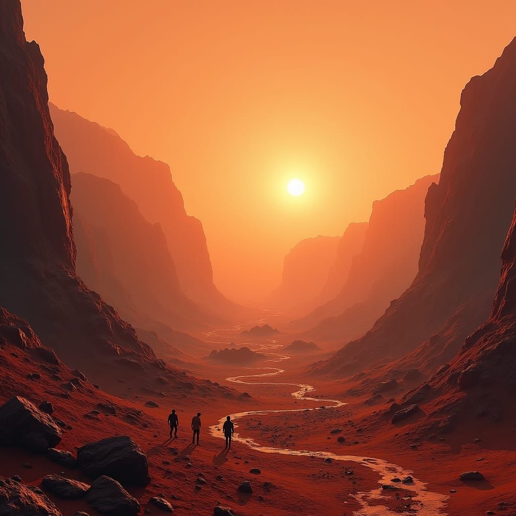 Martian Sunrise: Dreamy Ethereal Landscape