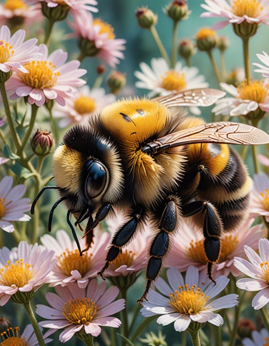 Dreamy Bumblebee in Watercolor Style