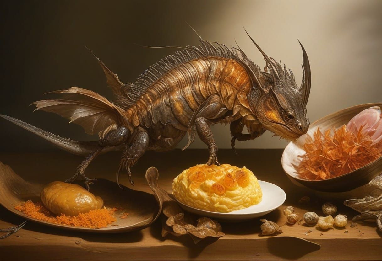 An unplated creature makes a dive for the blossoms, all in g...