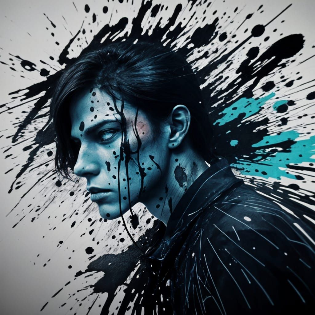 Abstract Ink Splatter Art: Breath