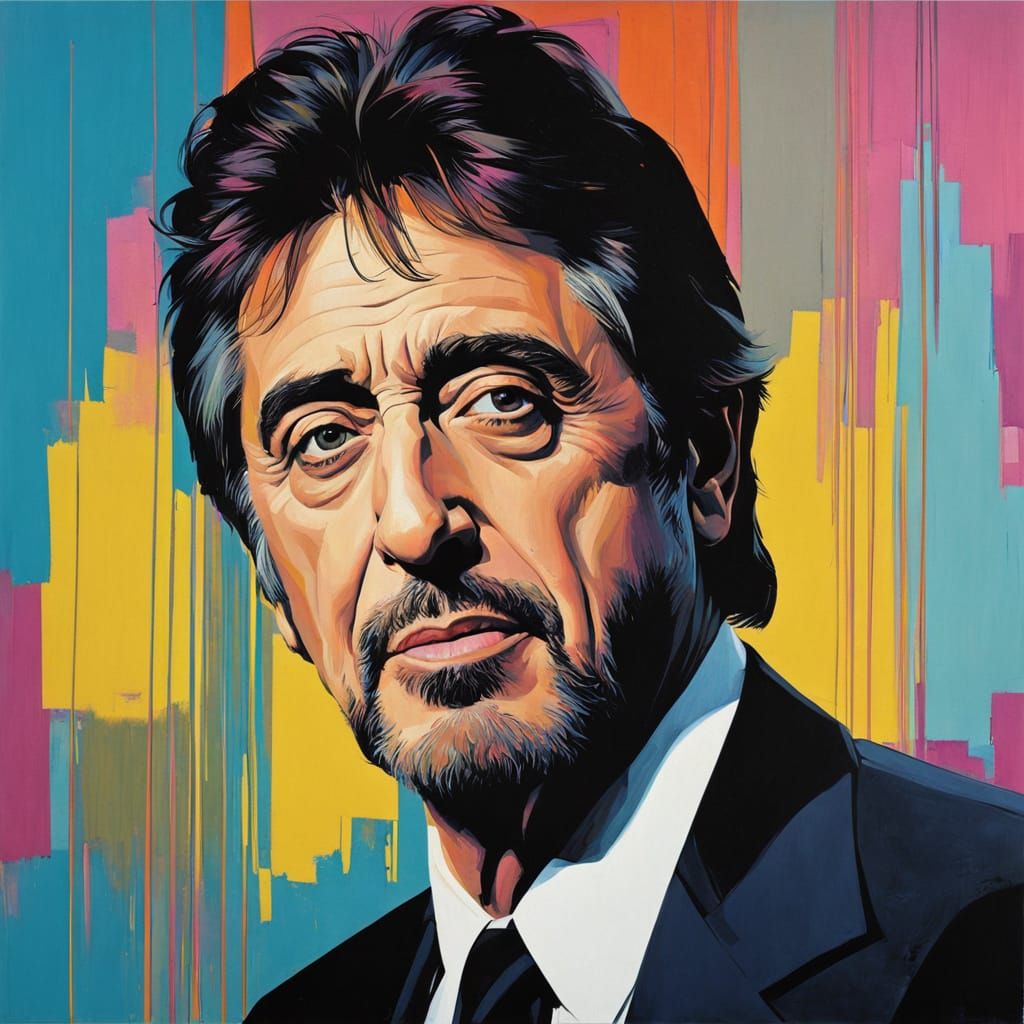 Abstract Portrait of Al Pacino in Bold Pop Art Style