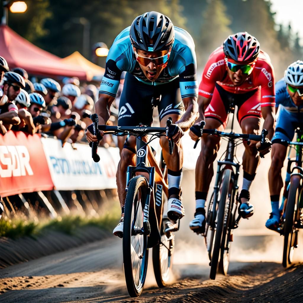 Detailed Mountain Bike Race Photography in Hyperrealism