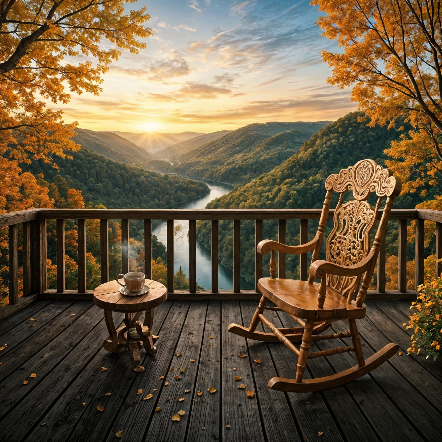 Fairytale Landscape Rocking Chair in Painterly Realism