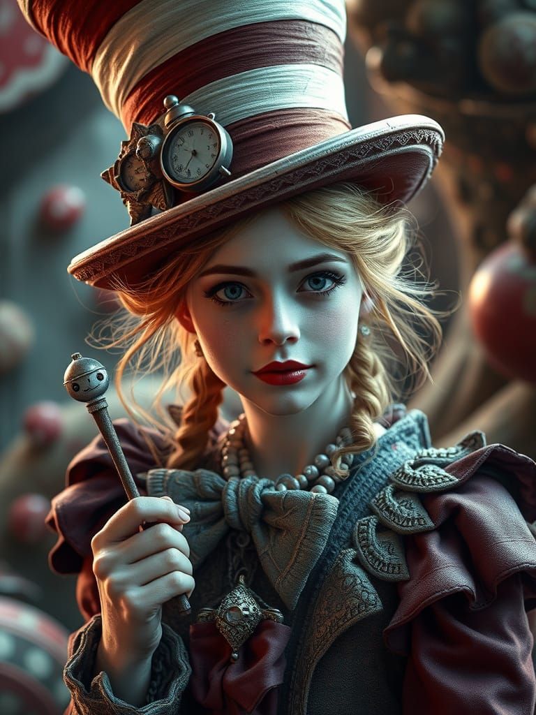 Whimsical Female Fantasy Figure in Dreamlike Setting