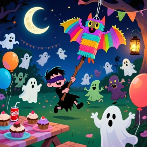 Spooky Garden Party With Bat Piñata