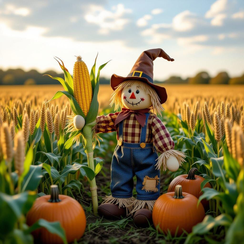 stuffed scarecrow's new and improve corn on hallowed ground