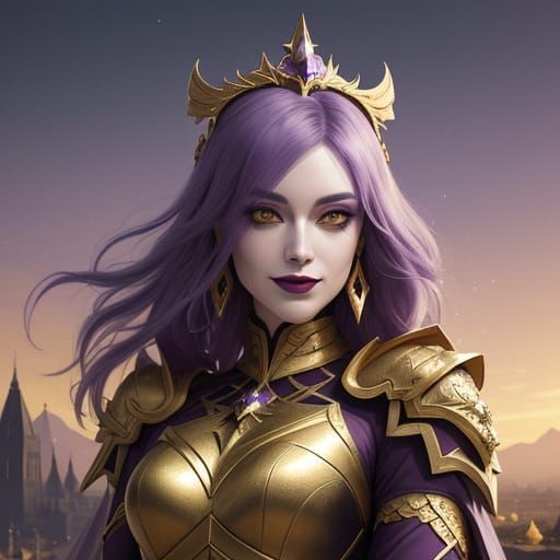 Gothic Fantasy Warrior in Sunset Splendor