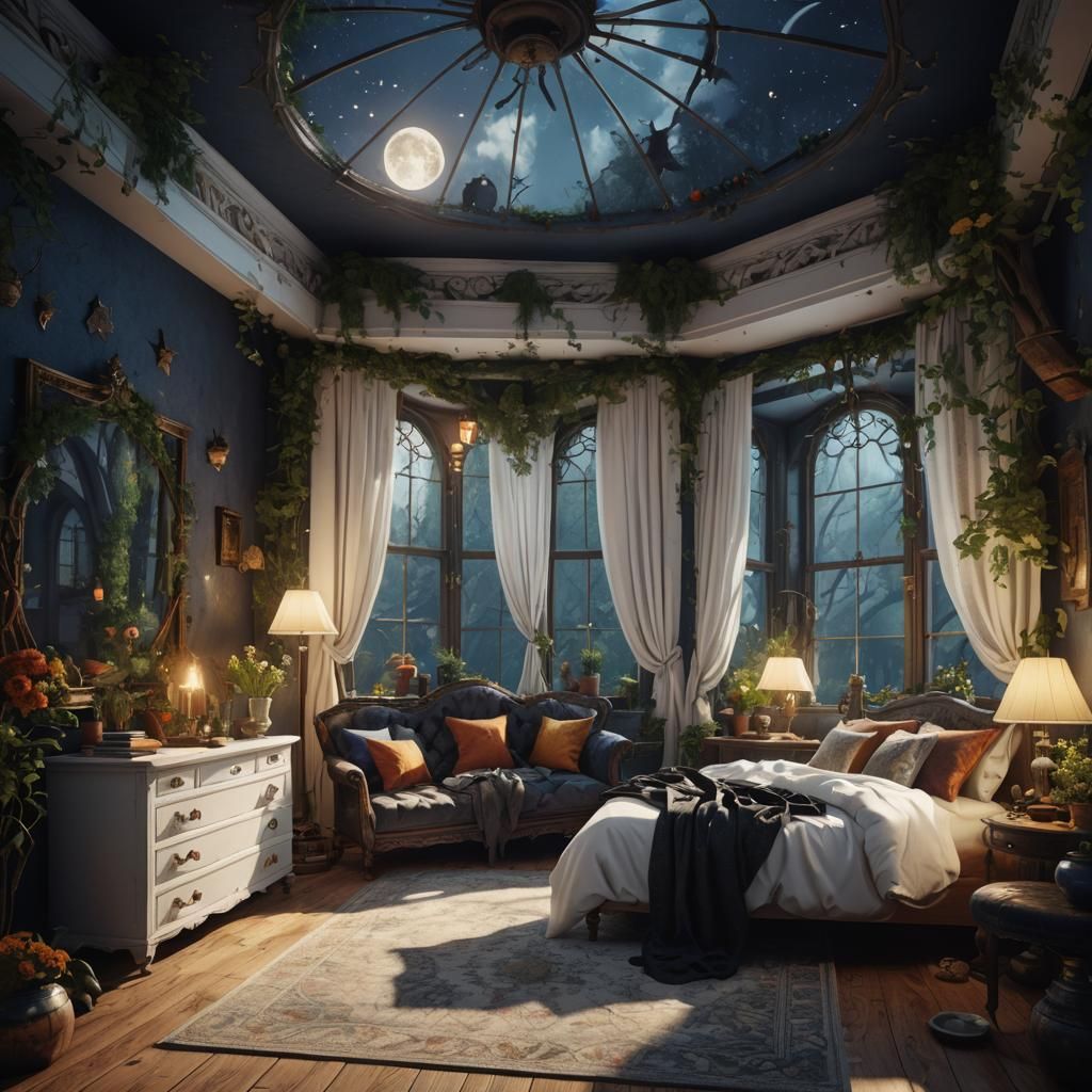 Witches Guest Bedroom in Morning Sunshine