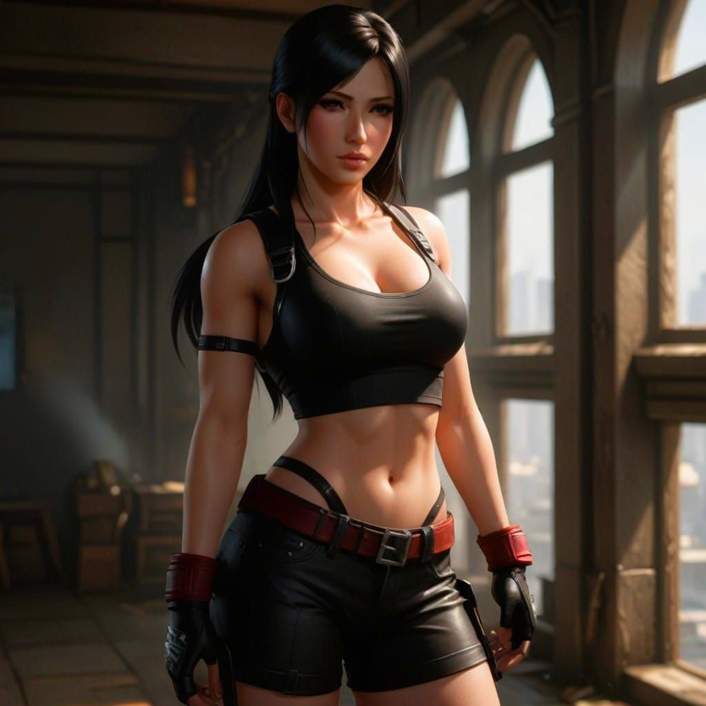 Cyberpunk Goddess Tifa Lockhart Shines in 8K Portrait