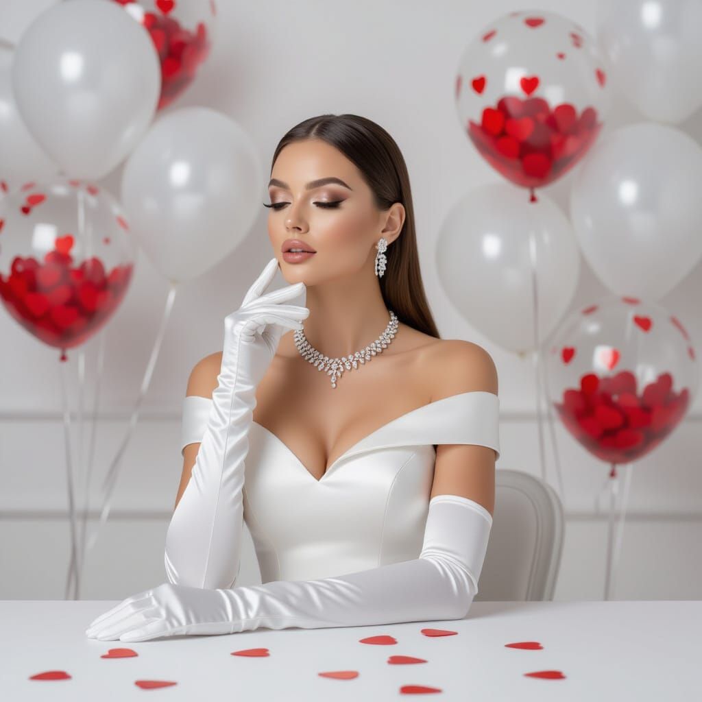 Elegant Woman in White Dress Photo Shoot