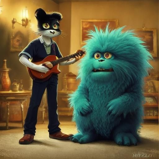 Cute Fuzzy Creatures at Night