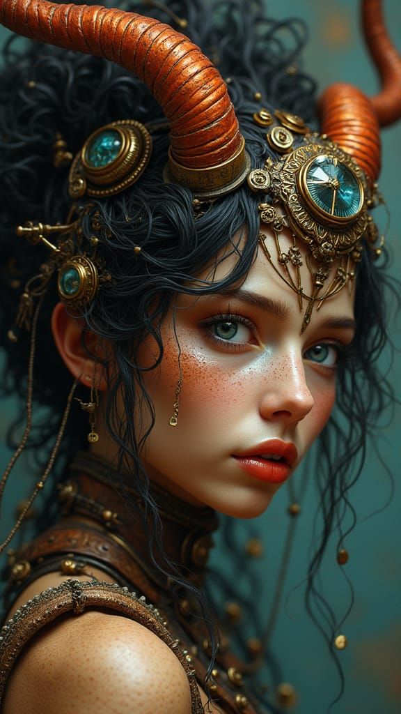 Ethereal Steampunk Siren with Mechanized Majesty
