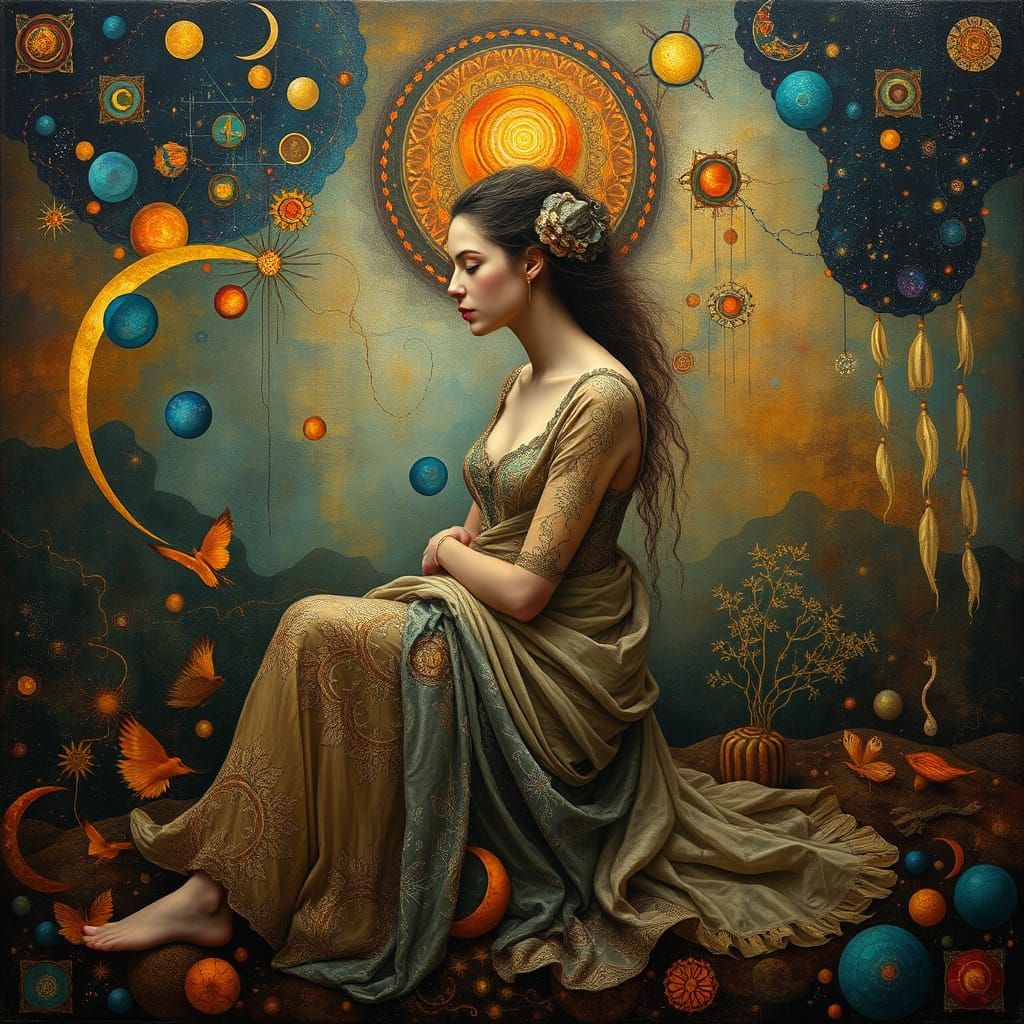 Ethereal Figure in Cosmic Tapestry